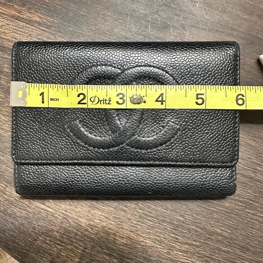 CHANEL Black Textured Leather Wallet